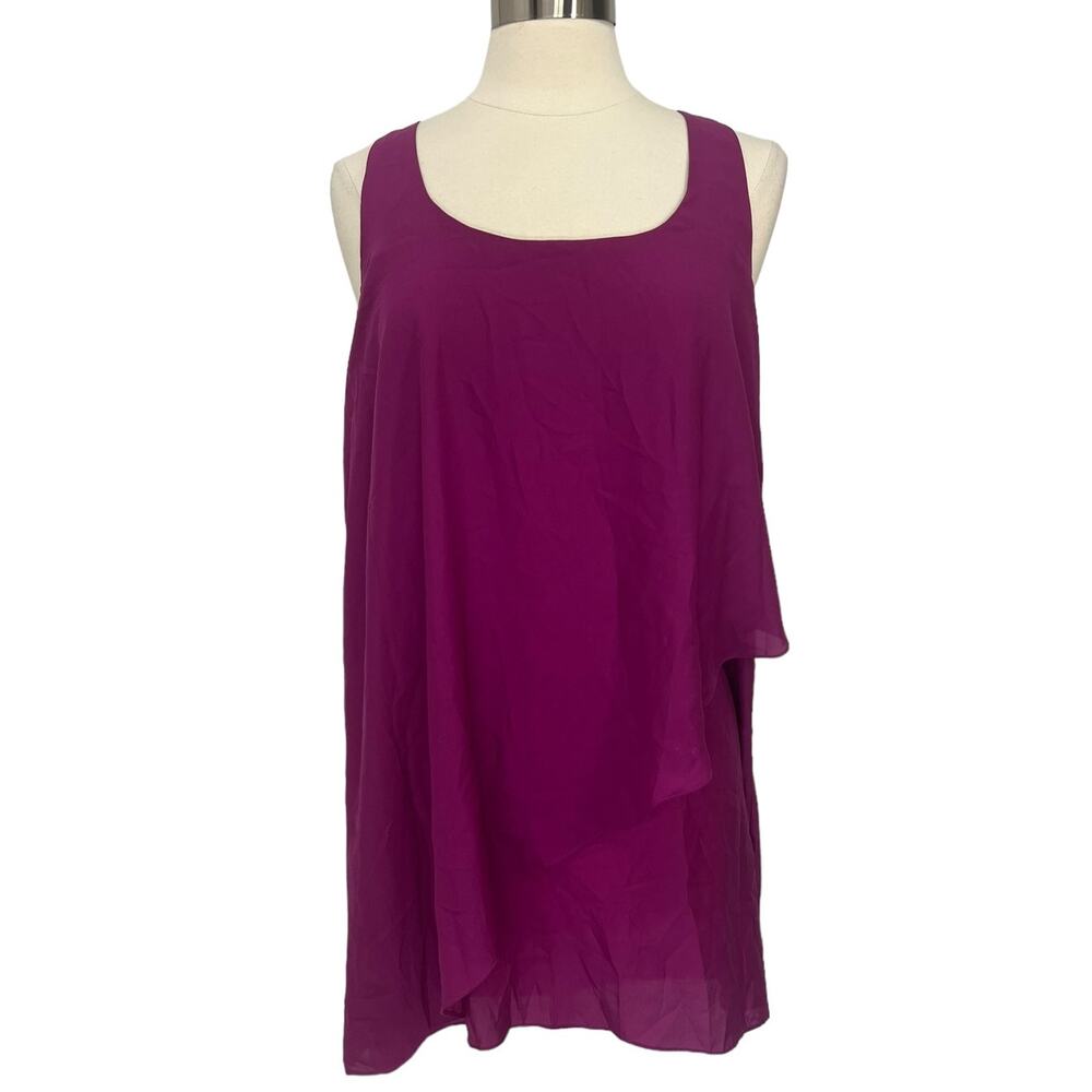 SILENCE + NOISE Asymmetrical Layered Sleeveless Purple Mini Dress LG